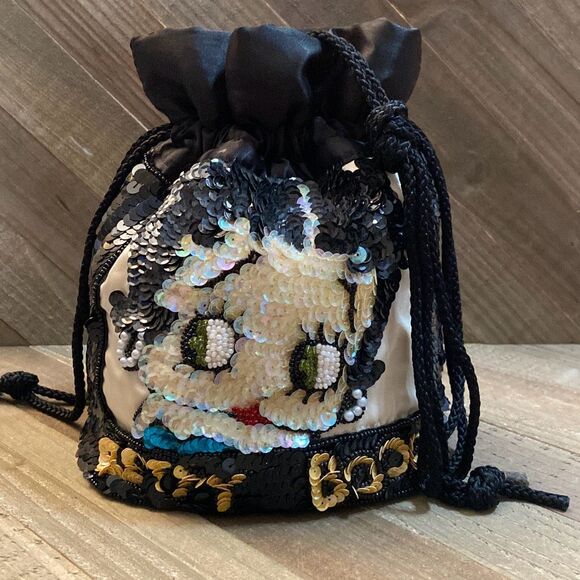 Betty Boop Sequin Beaded Drawstring Clutch Purse Bag Unique Rare Find EUC - Picture 1 of 15